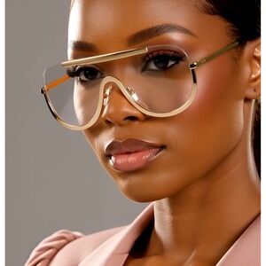Oversized Shield Sunglasses Women Fashion Clear Lens  UV400 Luxury Festival‎ New